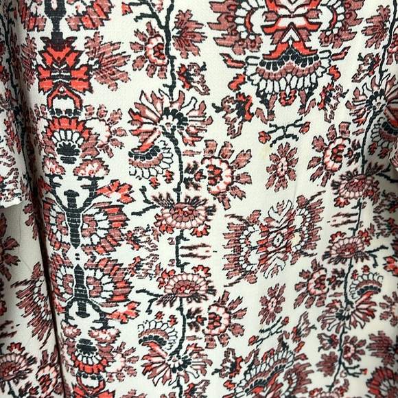 Gibson & Larimer Womens Top/Tunic L Orange/Cream Cold Shoulder Ruffles Unique - Picture 4 of 14